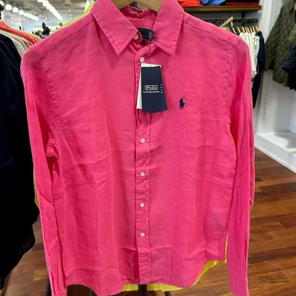 NWT Polo Ralph Lauren Women’s Pink Button-Up Linen Shirt Size M - Picture 4 of 10